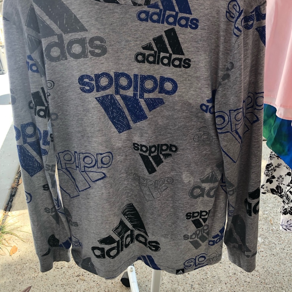 Adidas Gray and Blue Sweatshirt